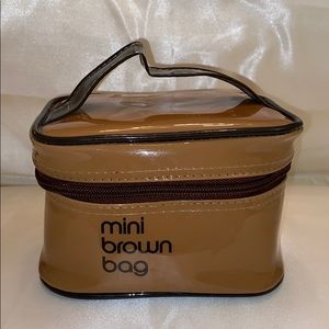 Bloomingdales Mini Brown Bag Cosmetic Case